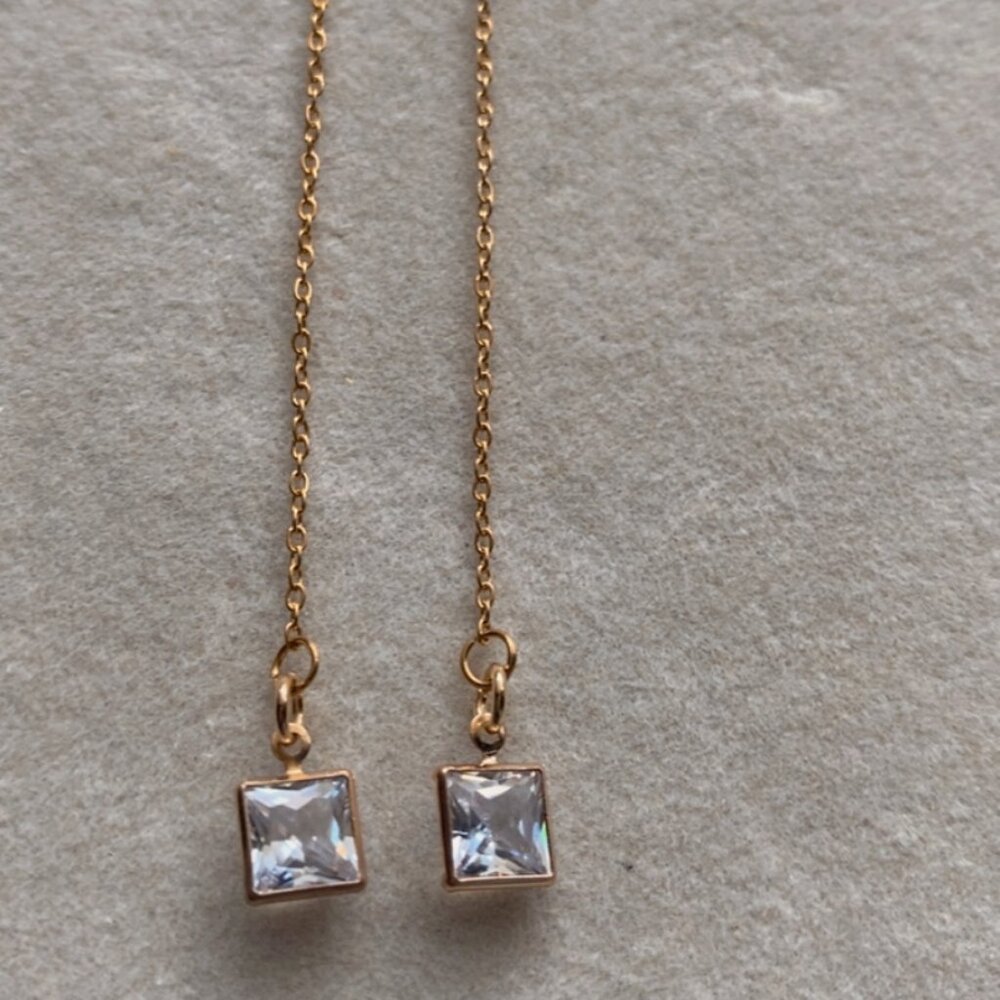 Handmade Gold Crystal Threader Earrings